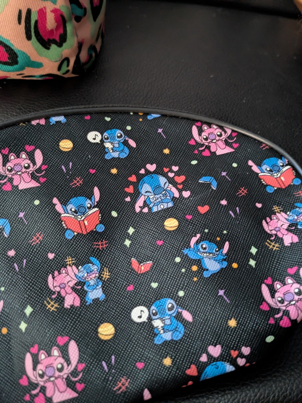 Source Unknown Black Kids Pouch with Blue & Pink Character Print